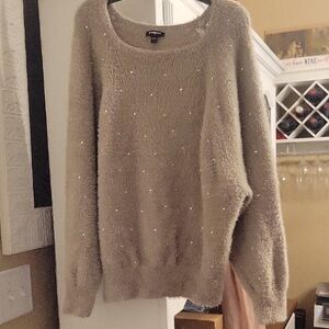Express Taupe Sweater with Shimmer Details